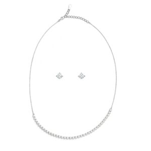 Elegant Silver Necklace & Stud Earring Set