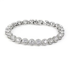 Silver Bezel-Set Zircon Bracelet