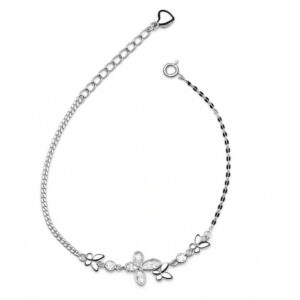 Sparkling Butterfly Charm Silver Bracelet