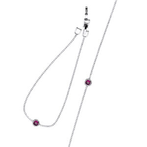 Silver Anklet with Ruby-Colored Stone