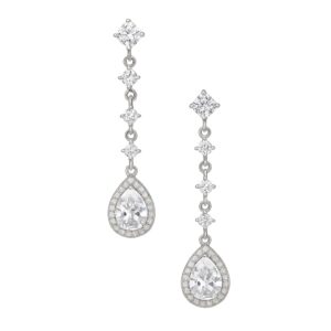 925 Silver Pear Drop CZ Dangle Earrings