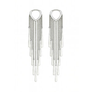 Long Silver Waterfall Dangle Earrings